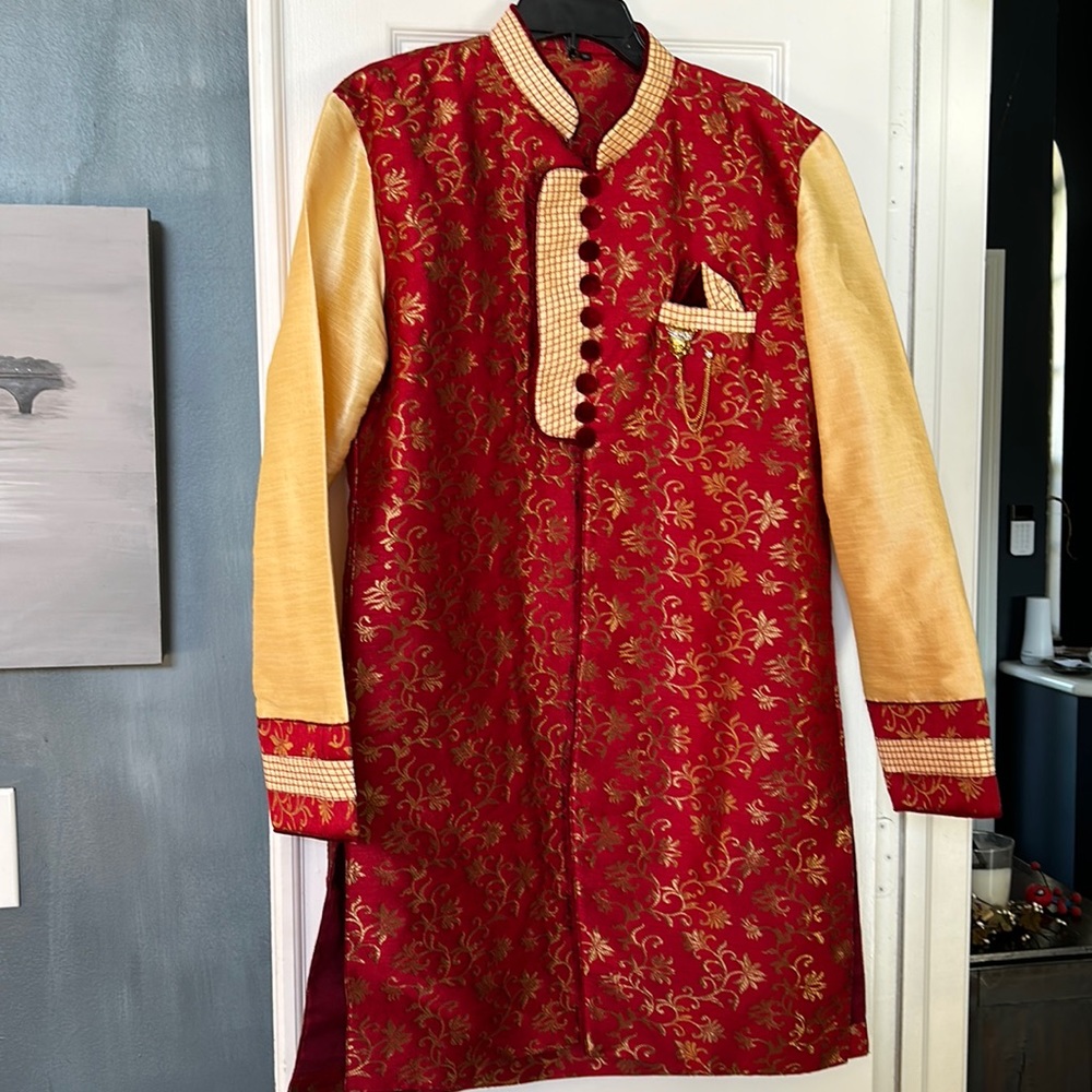 Red and gold jacket with matching pants